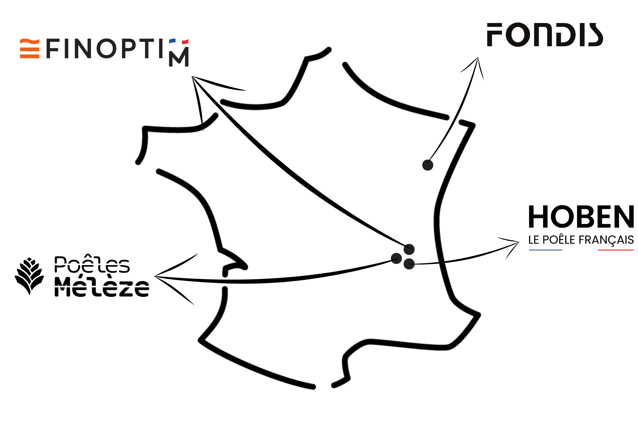 Carte de France des sites de fabrication Les Étoiles du Feu